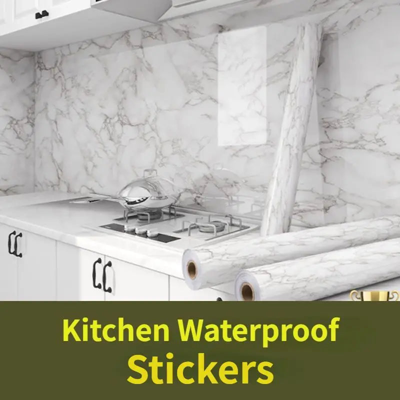 Kitchen Cabinets Furniture Renovation Stickers Oil Proof Mould-Proof Waterproof Self-adhesive Wallpaper Kitchen Decoration