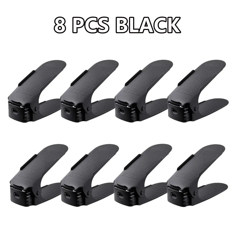 6-14Pcs Shoe Slots Organizer, Adjustable Shoe Support Rack, Double Layer Stack Holder, Shoe Stacker for Closet Organization