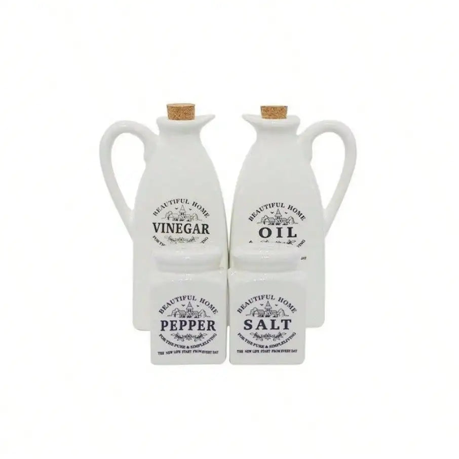 4pcs Japanese Style Kitchen Set Ceramic Seasoning Bottle Soy Sauce Bottle Home Kitchen Decoration Ornament Gift
