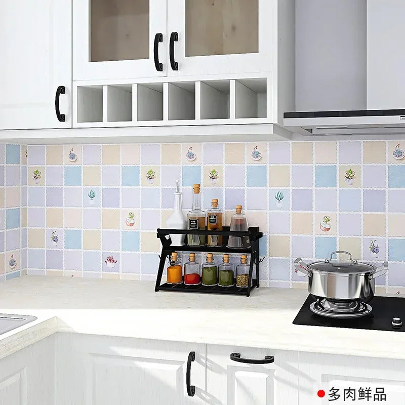 Kitchen Stove Oil-proof Sticker Waterproof High Temperature Resistant Wallpapers Kitchen Decoration Self Adhesive Contact Paper
