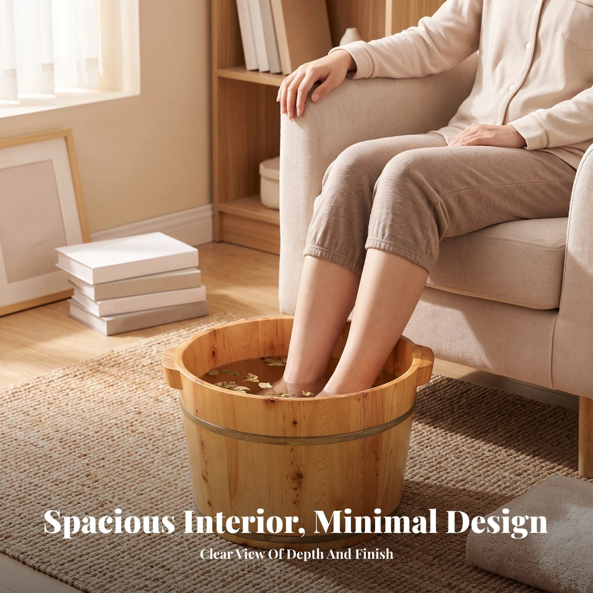 Foot Bath Basin Feet Soaking Tub Footbath Bucket Wooden Foot Bath Soak Foot Tub for Women Men Bathroom Soaking Feet Foot SPA