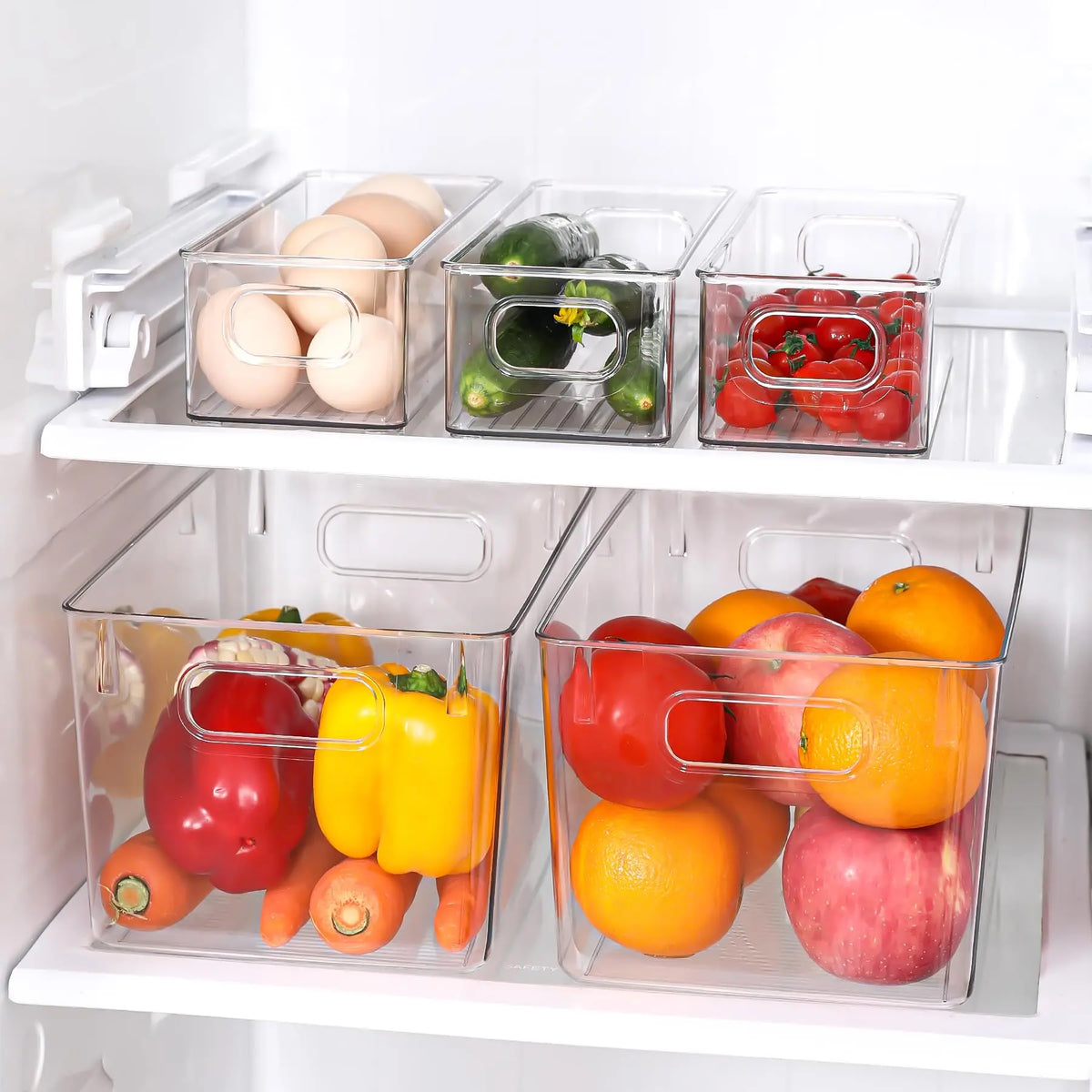 8 Pack Clear Plastic Storage Bins Pantry Organizer for Kitchen Fridge Cabinet Freezer Bathroom Home Organization Containers