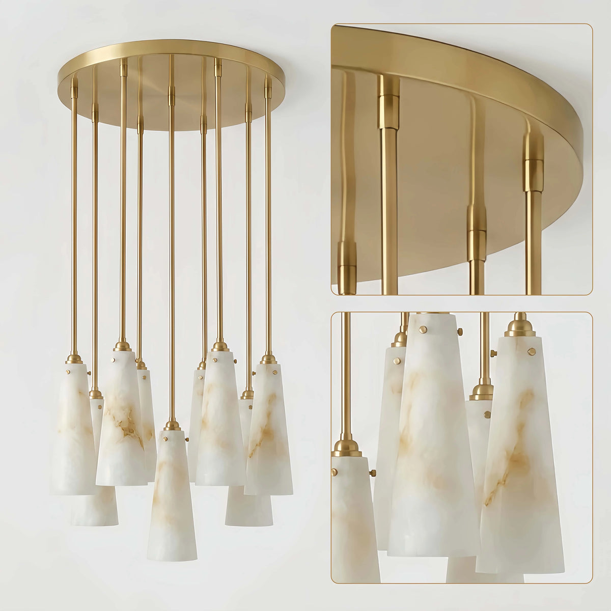 Multi-Head Alabaster Designer Pendant Light French Retro Hanging Lights for Living Room Dining Modern Minimalist Home Decor