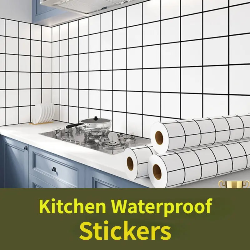Kitchen Cabinets Furniture Renovation Stickers Oil Proof Mould-Proof Waterproof Self-adhesive Wallpaper Kitchen Decoration
