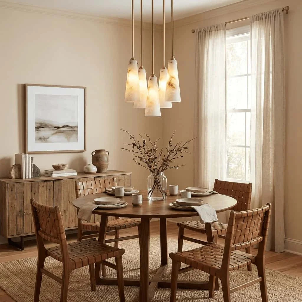Multi-Head Alabaster Designer Pendant Light French Retro Hanging Lights for Living Room Dining Modern Minimalist Home Decor