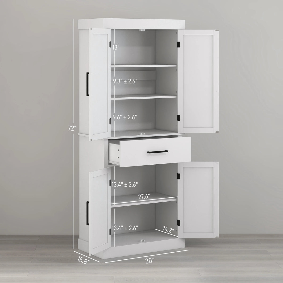 Homcom 72" Tall Kitchen Pantry Storage Cabinet with Barn Doors and Drawer