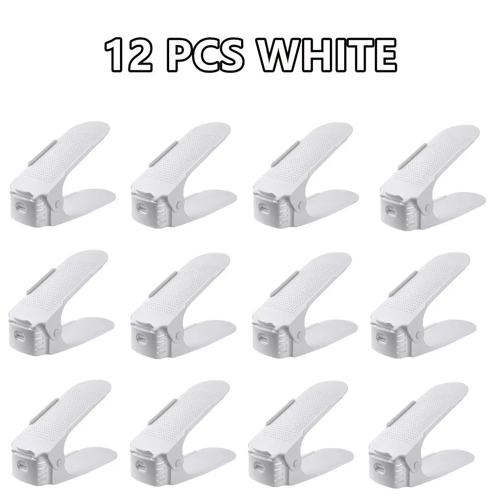 6-14Pcs Shoe Slots Organizer, Adjustable Shoe Support Rack, Double Layer Stack Holder, Shoe Stacker for Closet Organization