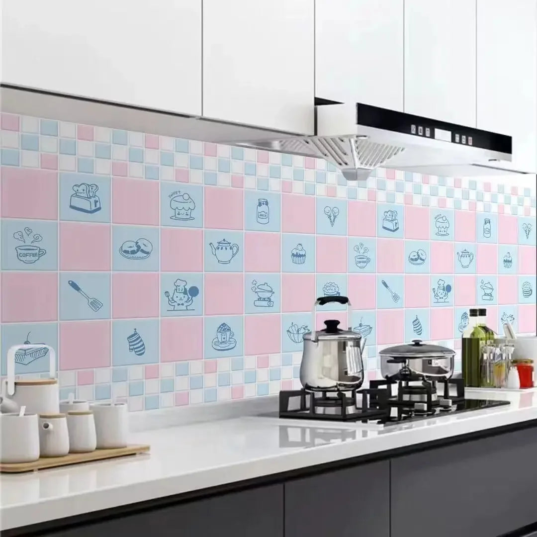 Kitchen Stove Oil-proof Sticker Waterproof High Temperature Resistant Wallpapers Kitchen Decoration Self Adhesive Contact Paper