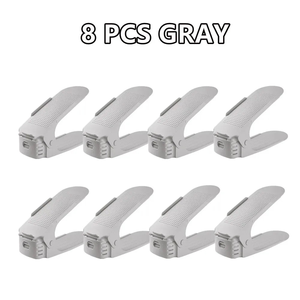 6-14Pcs Shoe Slots Organizer, Adjustable Shoe Support Rack, Double Layer Stack Holder, Shoe Stacker for Closet Organization