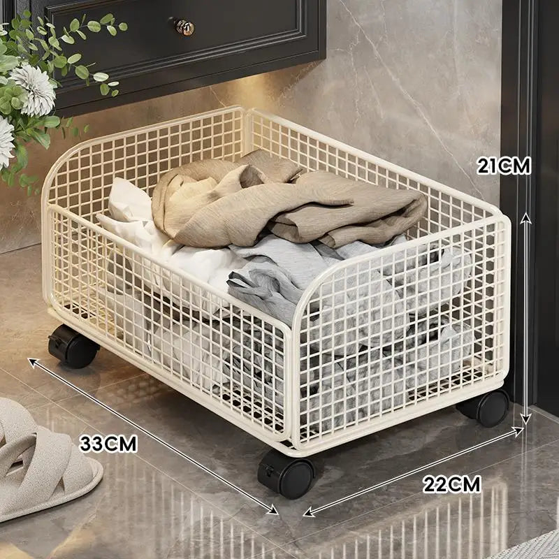 Bathroom Laundry Basket Multi-Functional Storage Rack with Wheels for Dirty Clothes Bath Towels under Sink Organizer