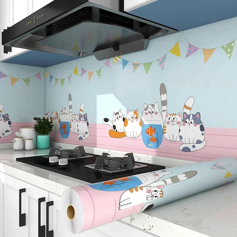 Kitchen Stove Oil-proof Sticker Waterproof High Temperature Resistant Wallpapers Kitchen Decoration Self Adhesive Contact Paper