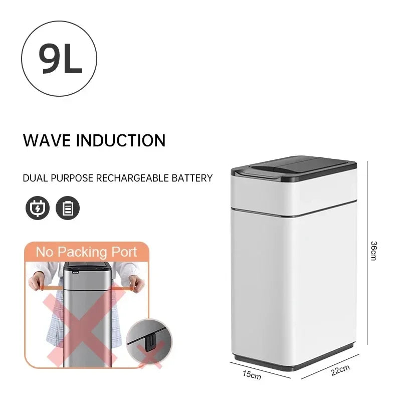 15L 20L 30L 40L 50L 60L Smart Trash Can Stainless Steel Waste bin High Trash Cans Garbage Bin for Kitchen Trash Can Wastebasket