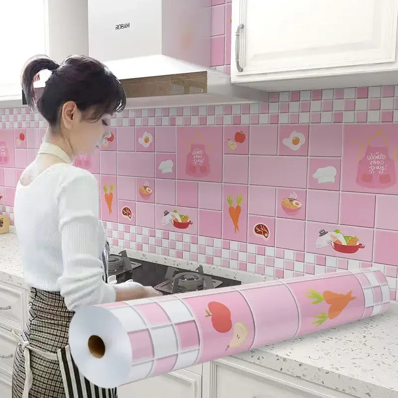 Kitchen Stove Oil-proof Sticker Waterproof High Temperature Resistant Wallpapers Kitchen Decoration Self Adhesive Contact Paper
