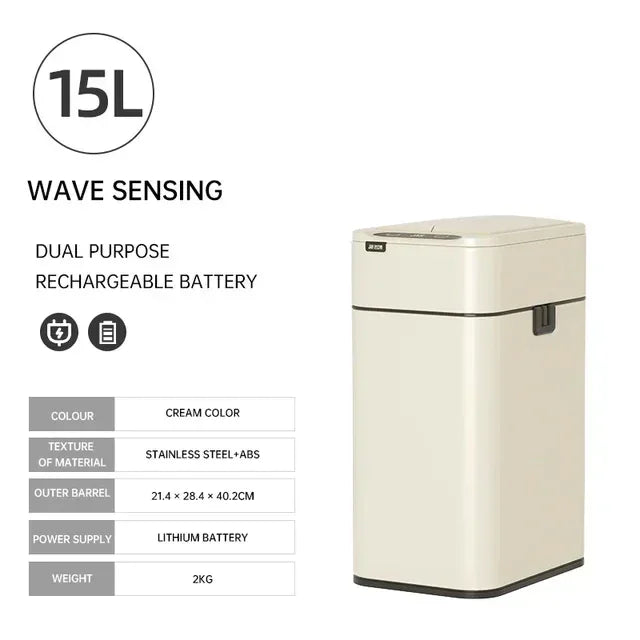15L 20L 30L 40L 50L 60L Smart Trash Can Stainless Steel Waste bin High Trash Cans Garbage Bin for Kitchen Trash Can Wastebasket