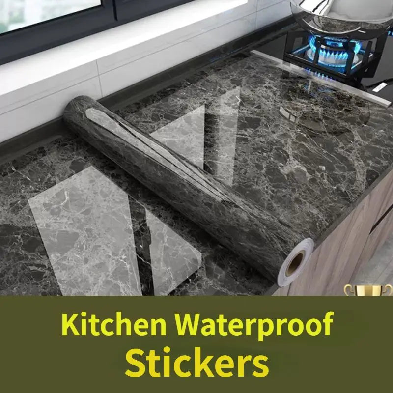 Kitchen Cabinets Furniture Renovation Stickers Oil Proof Mould-Proof Waterproof Self-adhesive Wallpaper Kitchen Decoration