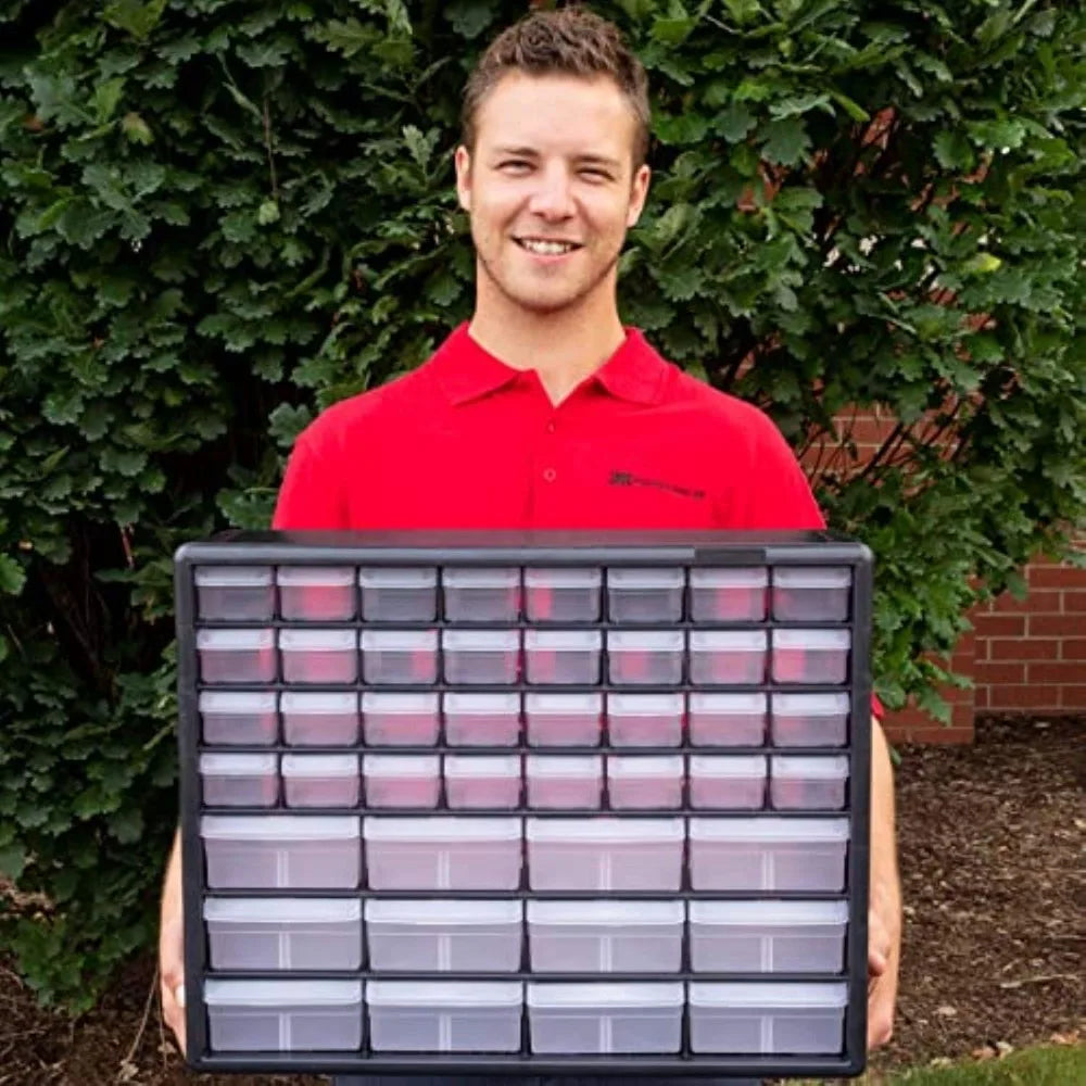 Plastic Drawer Storage Cabinet with 44 Drawers for Garage Organization Beads Building Bricks Teacher Toolbox Makeup Organizer