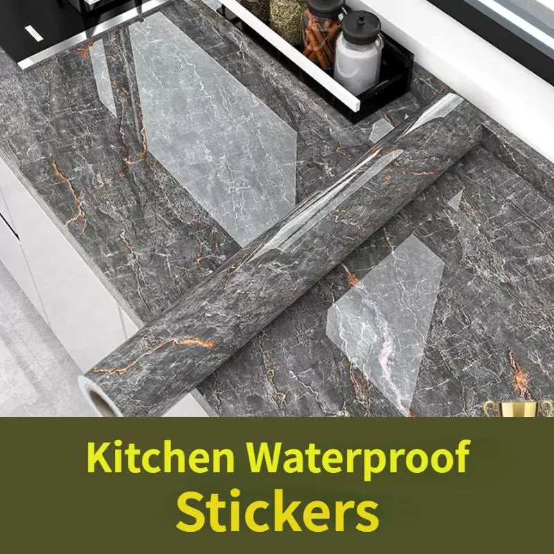 Kitchen Cabinets Furniture Renovation Stickers Oil Proof Mould-Proof Waterproof Self-adhesive Wallpaper Kitchen Decoration