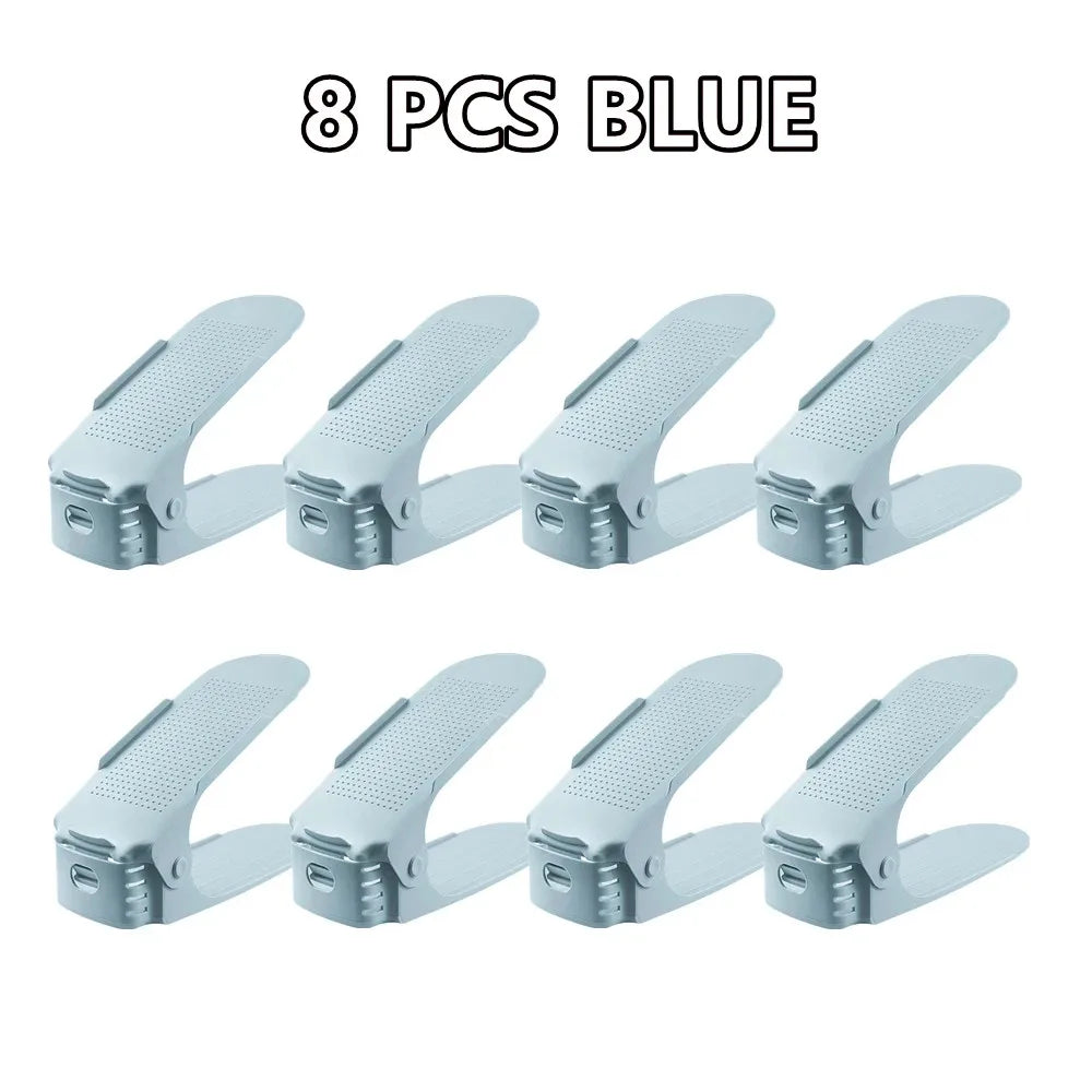 6-14Pcs Shoe Slots Organizer, Adjustable Shoe Support Rack, Double Layer Stack Holder, Shoe Stacker for Closet Organization