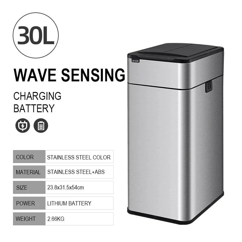 15L 20L 30L 40L 50L 60L Smart Trash Can Stainless Steel Waste bin High Trash Cans Garbage Bin for Kitchen Trash Can Wastebasket