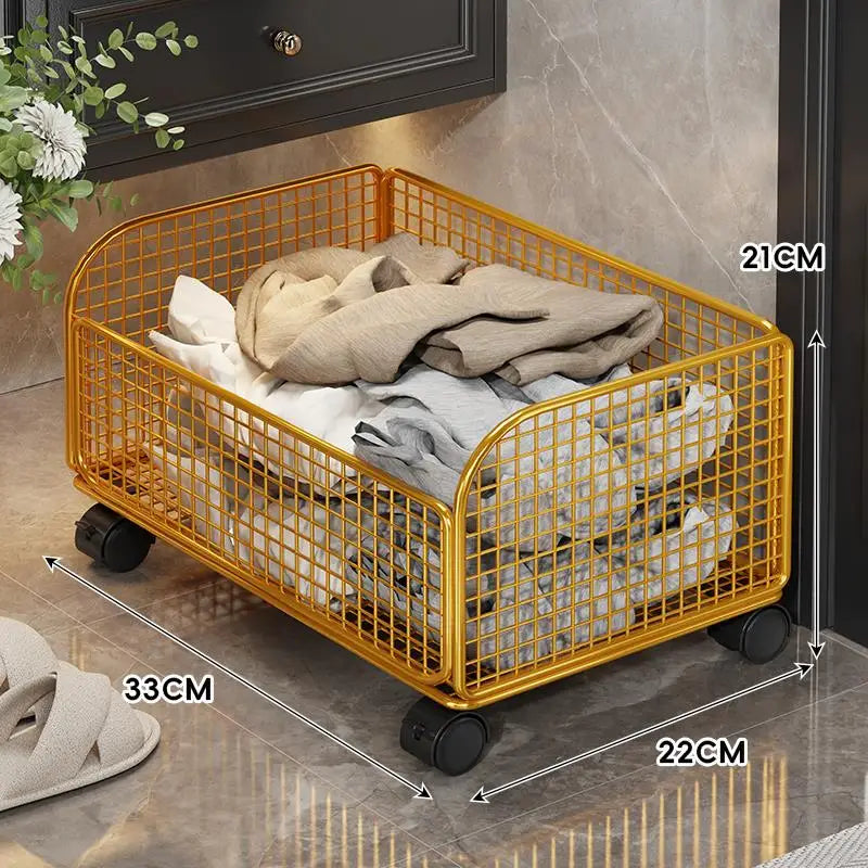 Bathroom Laundry Basket Multi-Functional Storage Rack with Wheels for Dirty Clothes Bath Towels under Sink Organizer