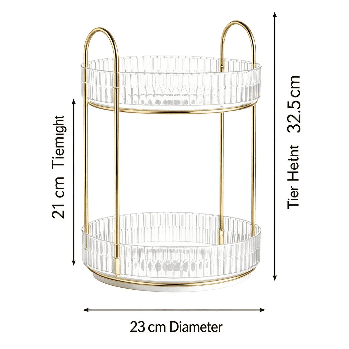 2 Tier 360 Degree Rotating Makeup Organizer Large Capacity Clear Acrylic Perfume Skincare Cosmetics Storage Rack for Vanity Countertop Bathroom Dresser,Spinning Lazy Susan Beauty Organizer Display Stand with Gold Frame,Gift f
