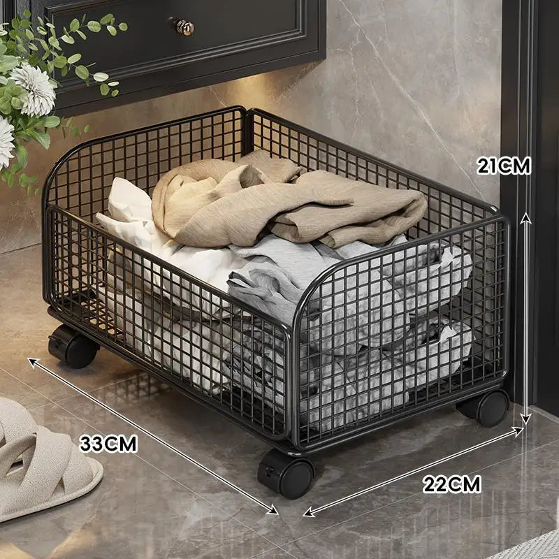 Bathroom Laundry Basket Multi-Functional Storage Rack with Wheels for Dirty Clothes Bath Towels under Sink Organizer