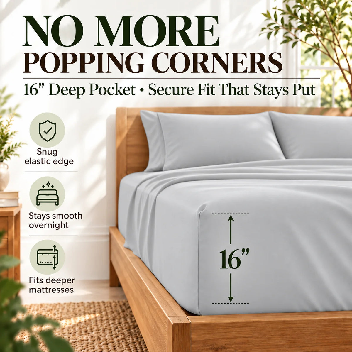 3/4-Piece Bamboo Fiber Bedding - Hypoallergenic and Temperature-Regulating, Suitable for All Seasons to Care for Deep Sleepers, Luxurious Bedding with Deep Pockets, Wrinkle-Resistant and No Ironing Needed, Great for Room and