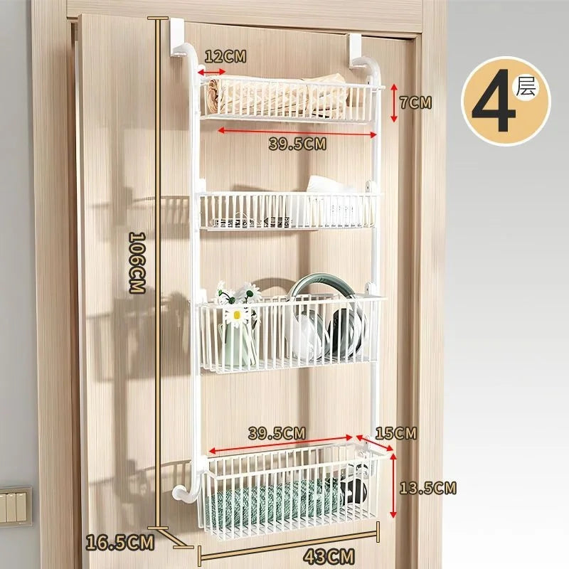 106cm Wall Mounted Storage Rack No Drilling Shower Shelf Narrow Bathroom Organizer Over Door Toilet Cabinet Side Hanging Holder