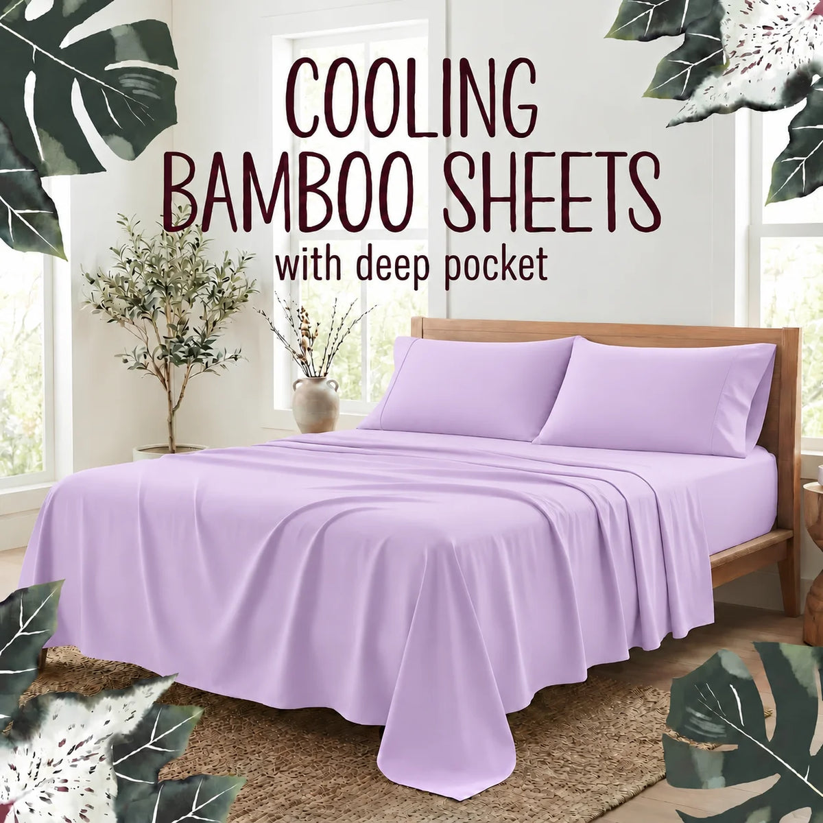 3/4-Piece Bamboo Fiber Bedding - Hypoallergenic and Temperature-Regulating, Suitable for All Seasons to Care for Deep Sleepers, Luxurious Bedding with Deep Pockets, Wrinkle-Resistant and No Ironing Needed, Great for Room and