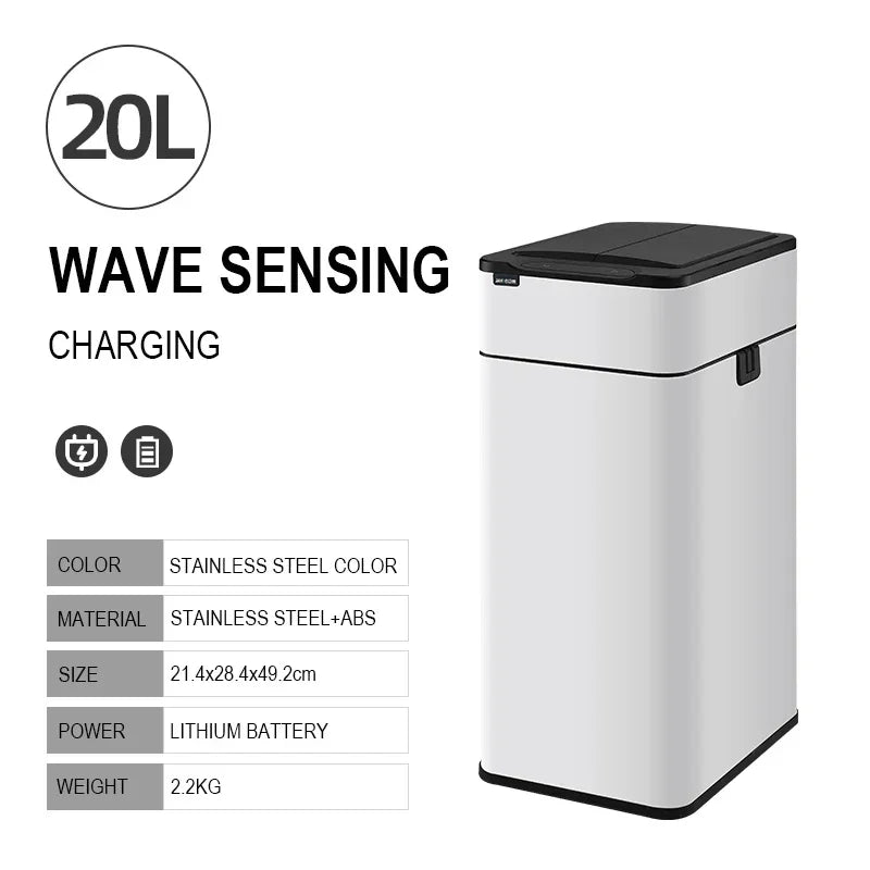 15L 20L 30L 40L 50L 60L Smart Trash Can Stainless Steel Waste bin High Trash Cans Garbage Bin for Kitchen Trash Can Wastebasket