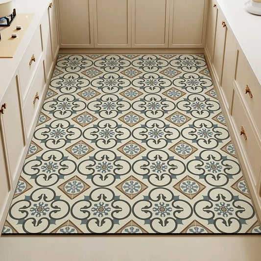 Carpet for Kitchen Pvc Floor Mat Large Size Waterproof Non-slip Carpets Leather Anti-oil Foot Mats Retro Home Decoration Rug