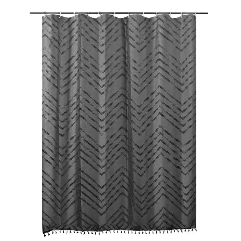 Shower Curtain Tassel Woven Fabric Waterproof Bathroom Curtains With Hooks Modern Bathtub Curtain Bathroom Accessories