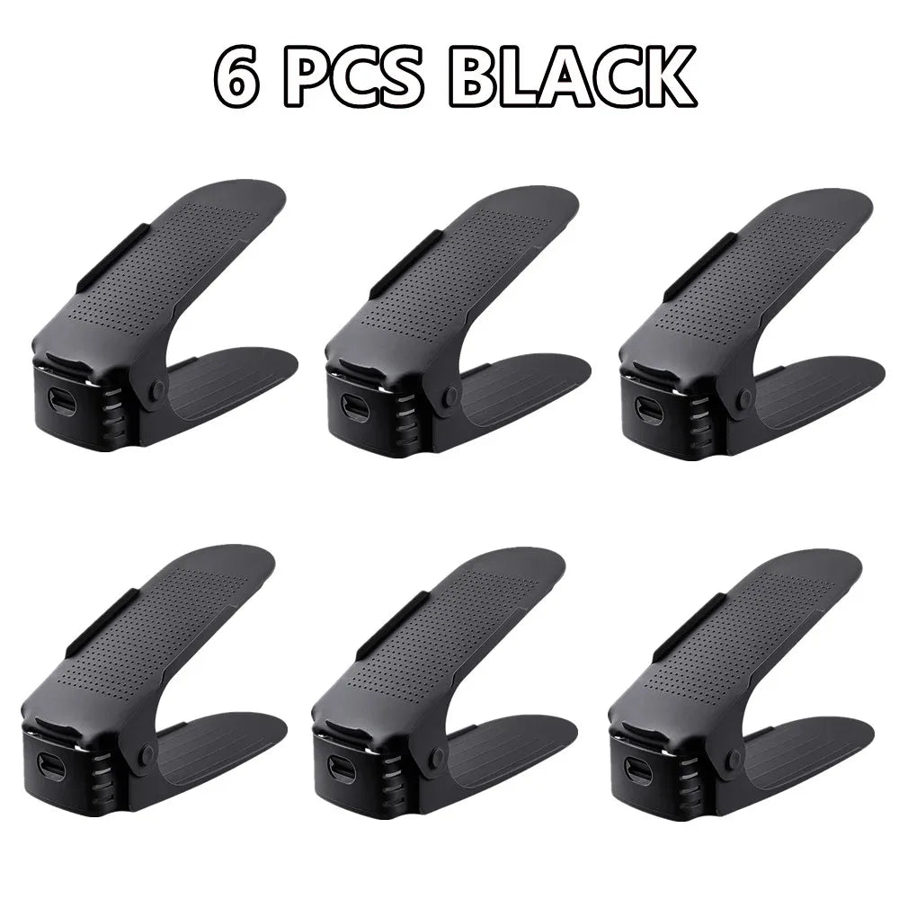 6-14Pcs Shoe Slots Organizer, Adjustable Shoe Support Rack, Double Layer Stack Holder, Shoe Stacker for Closet Organization