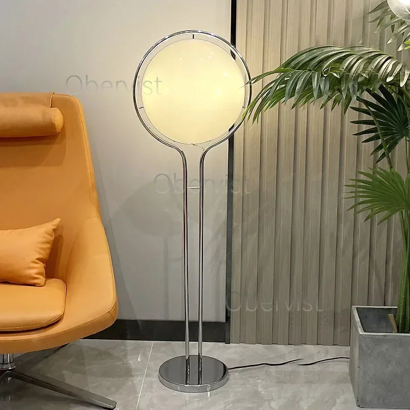 Modern Minimalist LED Floor Lamp Chrome Metal White Acrylic Ball Style for Living Room Sofa Home Decor Atmosphere