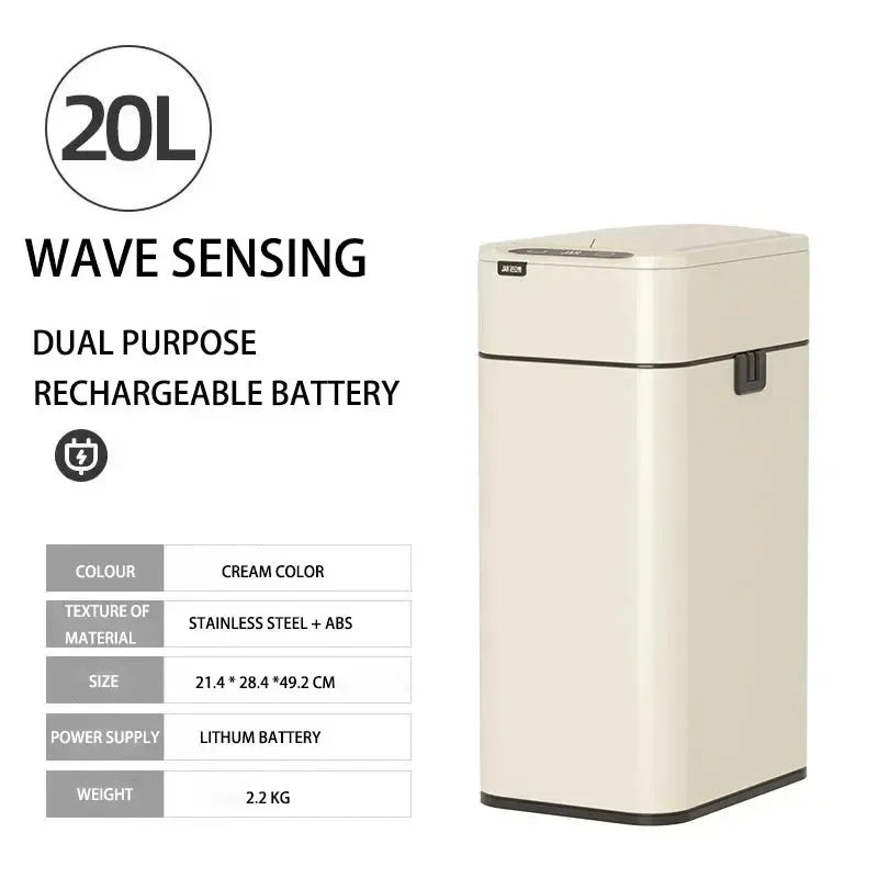 15L 20L 30L 40L 50L 60L Smart Trash Can Stainless Steel Waste bin High Trash Cans Garbage Bin for Kitchen Trash Can Wastebasket