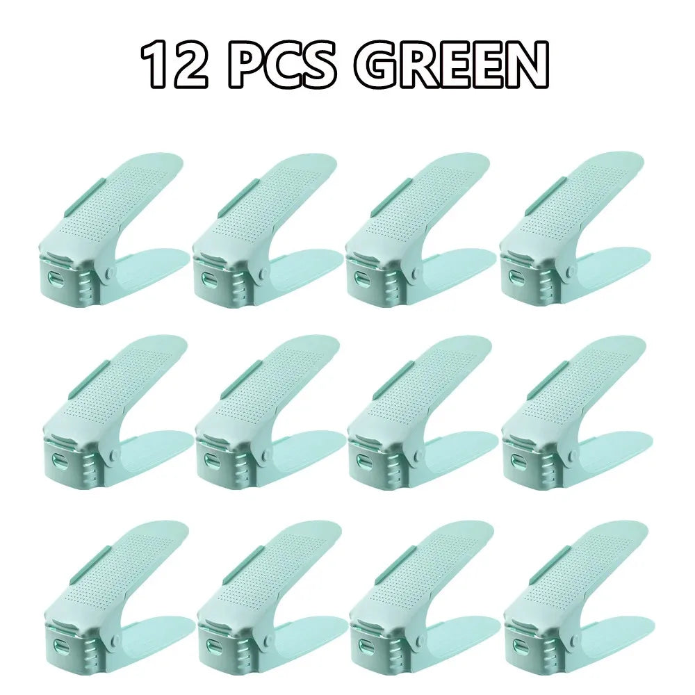 6-14Pcs Shoe Slots Organizer, Adjustable Shoe Support Rack, Double Layer Stack Holder, Shoe Stacker for Closet Organization