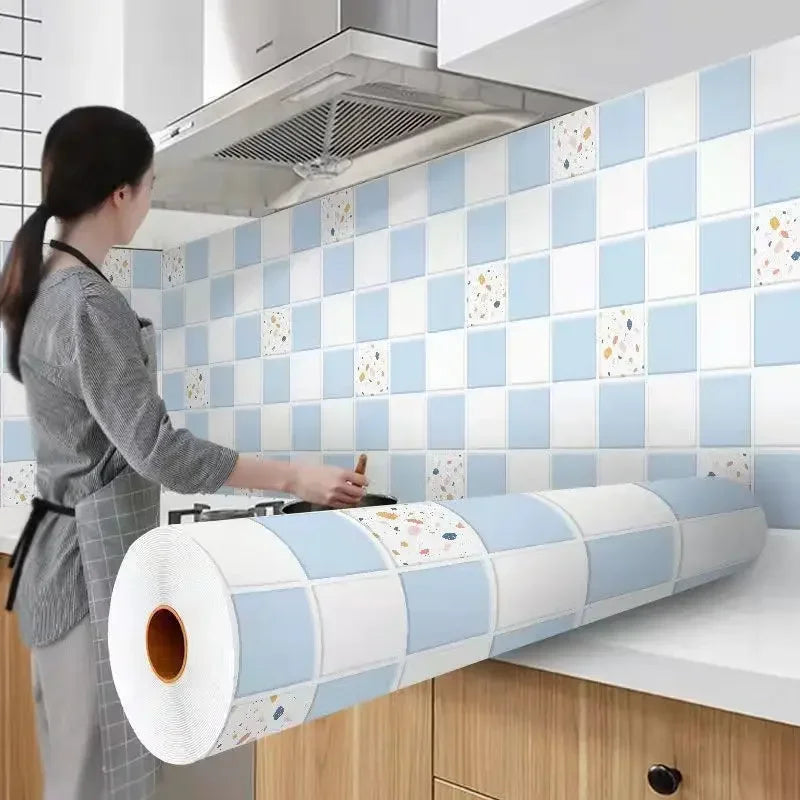Kitchen Stove Oil-proof Sticker Waterproof High Temperature Resistant Wallpapers Kitchen Decoration Self Adhesive Contact Paper