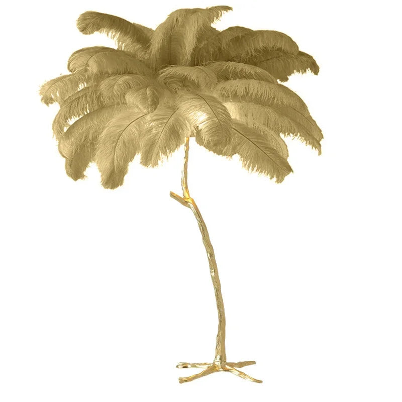 Nordic Resin Twigs Ostrich Feather Led Floor Lamp Living Room Home Decor Sofa Corner Standing Light Bedroom Bedside Feather Lamp