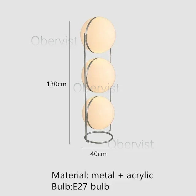 Modern Minimalist LED Floor Lamp Chrome Metal White Acrylic Ball Style for Living Room Sofa Home Decor Atmosphere
