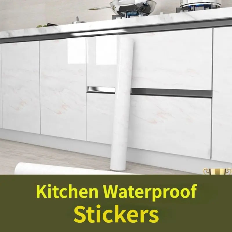 Kitchen Cabinets Furniture Renovation Stickers Oil Proof Mould-Proof Waterproof Self-adhesive Wallpaper Kitchen Decoration
