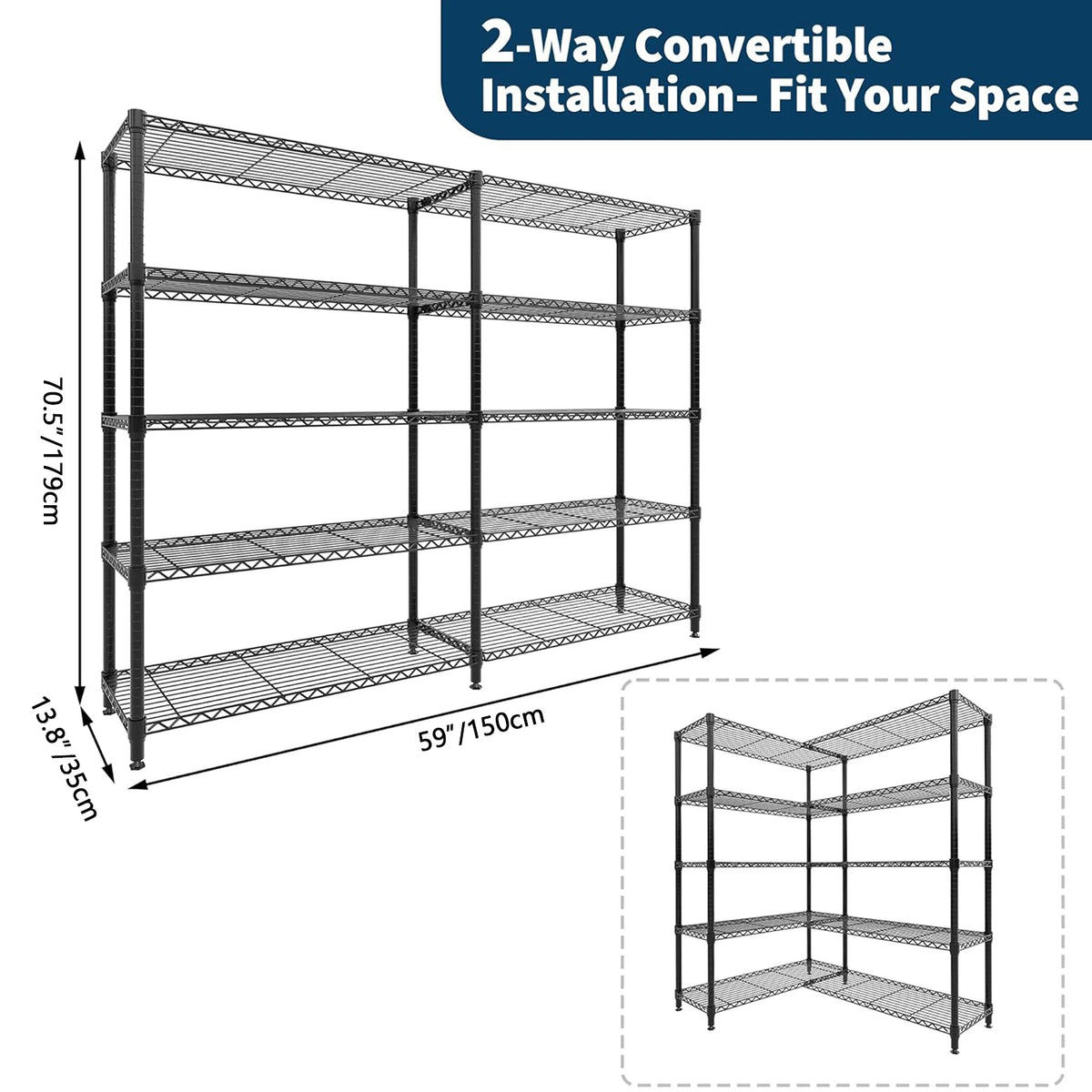 Heavy Duty Storage Shelves 4/5 Tiers Metal Shelving Unit Adjustable Organization Pantry Shelves for Kitchen Garage Commercial