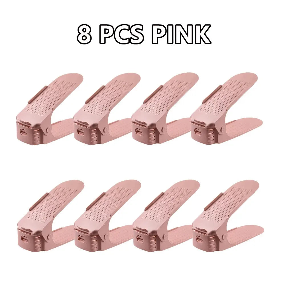 6-14Pcs Shoe Slots Organizer, Adjustable Shoe Support Rack, Double Layer Stack Holder, Shoe Stacker for Closet Organization