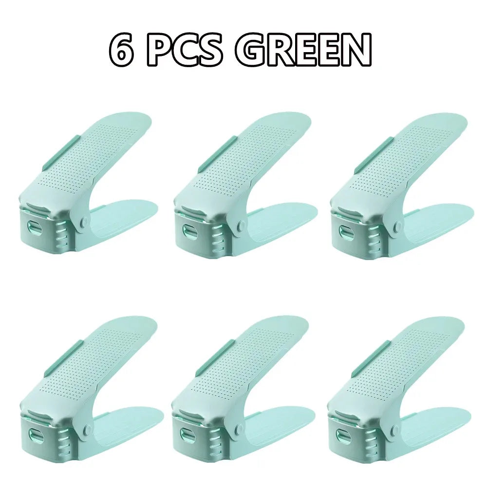 6-14Pcs Shoe Slots Organizer, Adjustable Shoe Support Rack, Double Layer Stack Holder, Shoe Stacker for Closet Organization