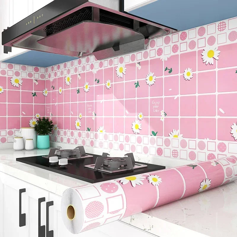 Kitchen Stove Oil-proof Sticker Waterproof High Temperature Resistant Wallpapers Kitchen Decoration Self Adhesive Contact Paper