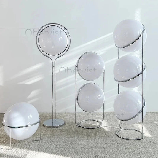 Modern Minimalist LED Floor Lamp Chrome Metal White Acrylic Ball Style for Living Room Sofa Home Decor Atmosphere