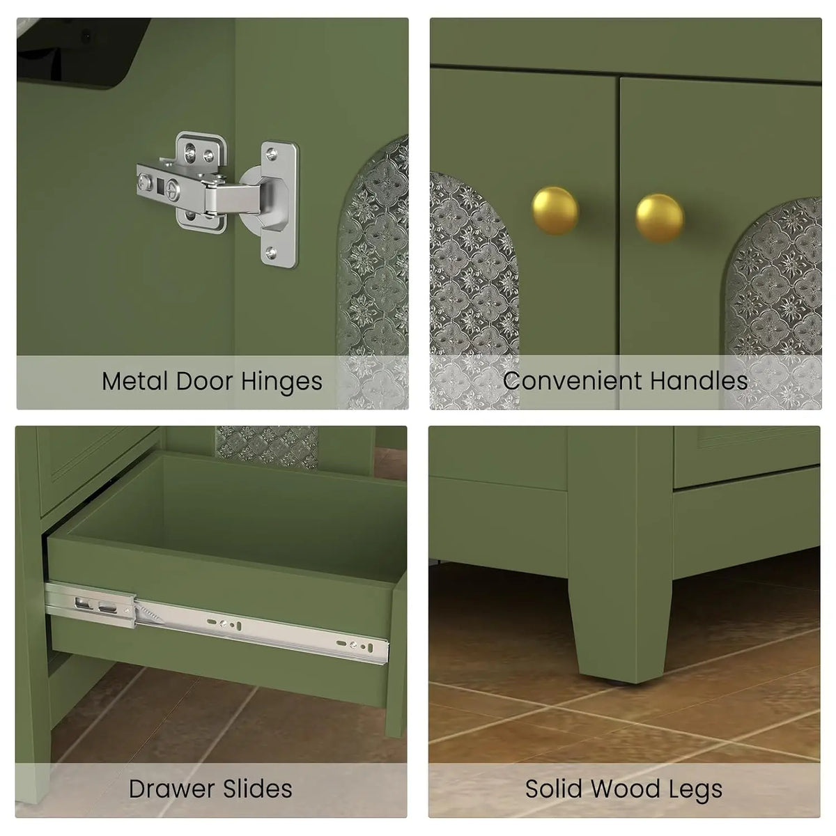 36” Bathroom Vanity with Sink, Modern Freestanding Bathroom Cabinet with Soft-Close Glass Doors, 3 Drawers and, Customized
