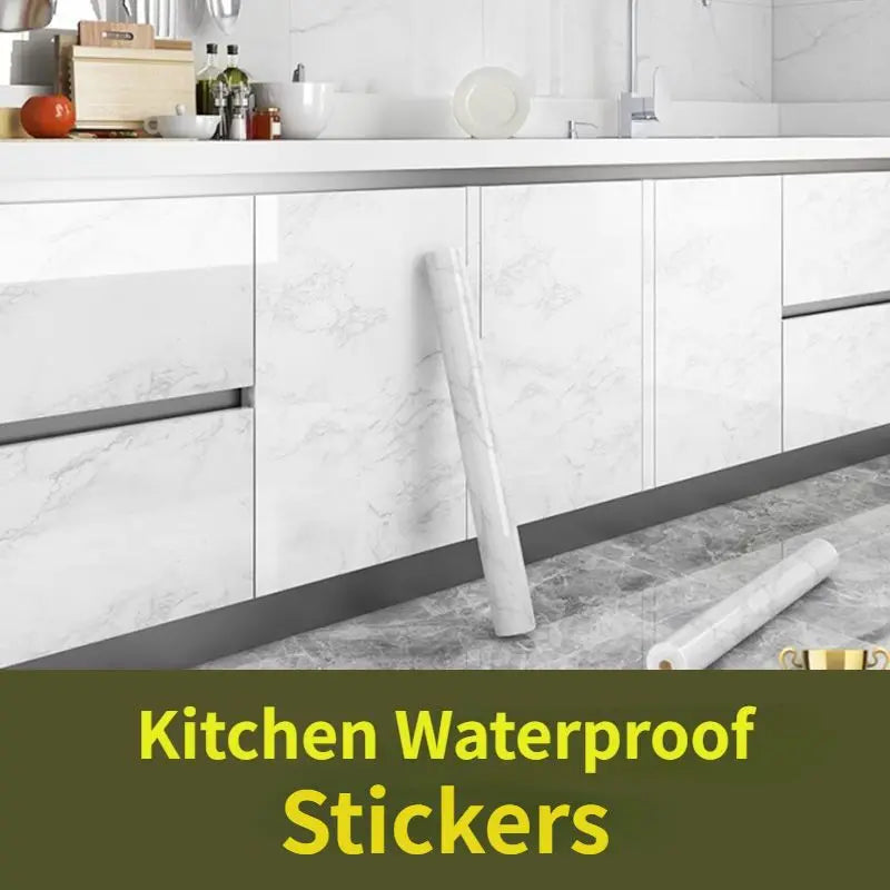 Kitchen Cabinets Furniture Renovation Stickers Oil Proof Mould-Proof Waterproof Self-adhesive Wallpaper Kitchen Decoration