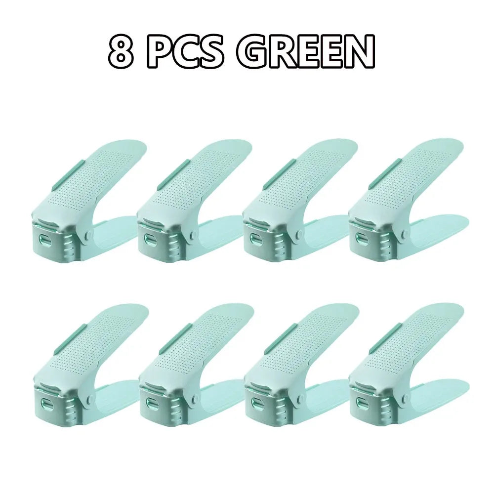 6-14Pcs Shoe Slots Organizer, Adjustable Shoe Support Rack, Double Layer Stack Holder, Shoe Stacker for Closet Organization