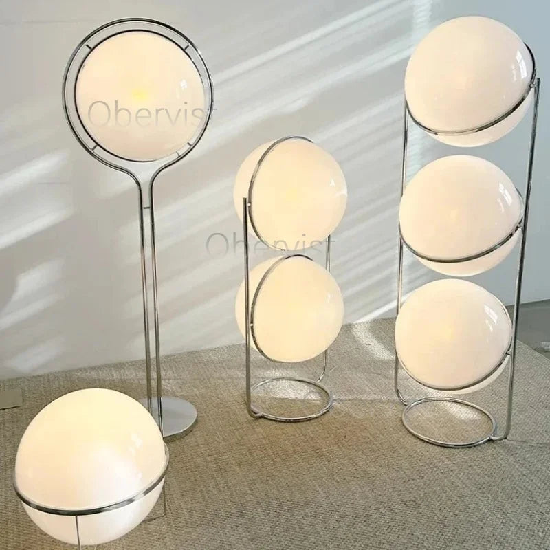Modern Minimalist LED Floor Lamp Chrome Metal White Acrylic Ball Style for Living Room Sofa Home Decor Atmosphere