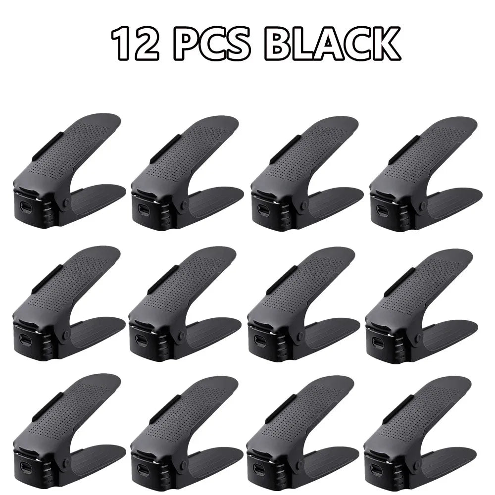 6-14Pcs Shoe Slots Organizer, Adjustable Shoe Support Rack, Double Layer Stack Holder, Shoe Stacker for Closet Organization